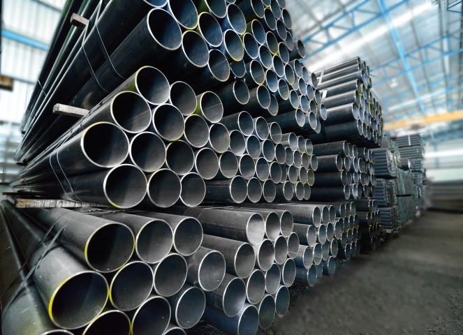 Steel tubing and pipe stacked and ready for pickup at Stealth Pipe and Steel